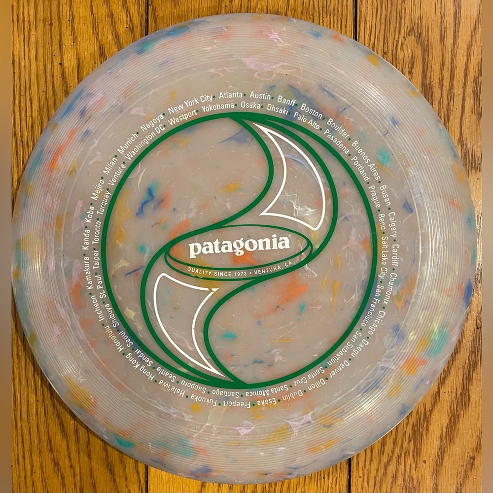 Patagonia Vintage Multi color frisbee, 1980, Wham-O, 10 3/4 X 1 1/4 inches